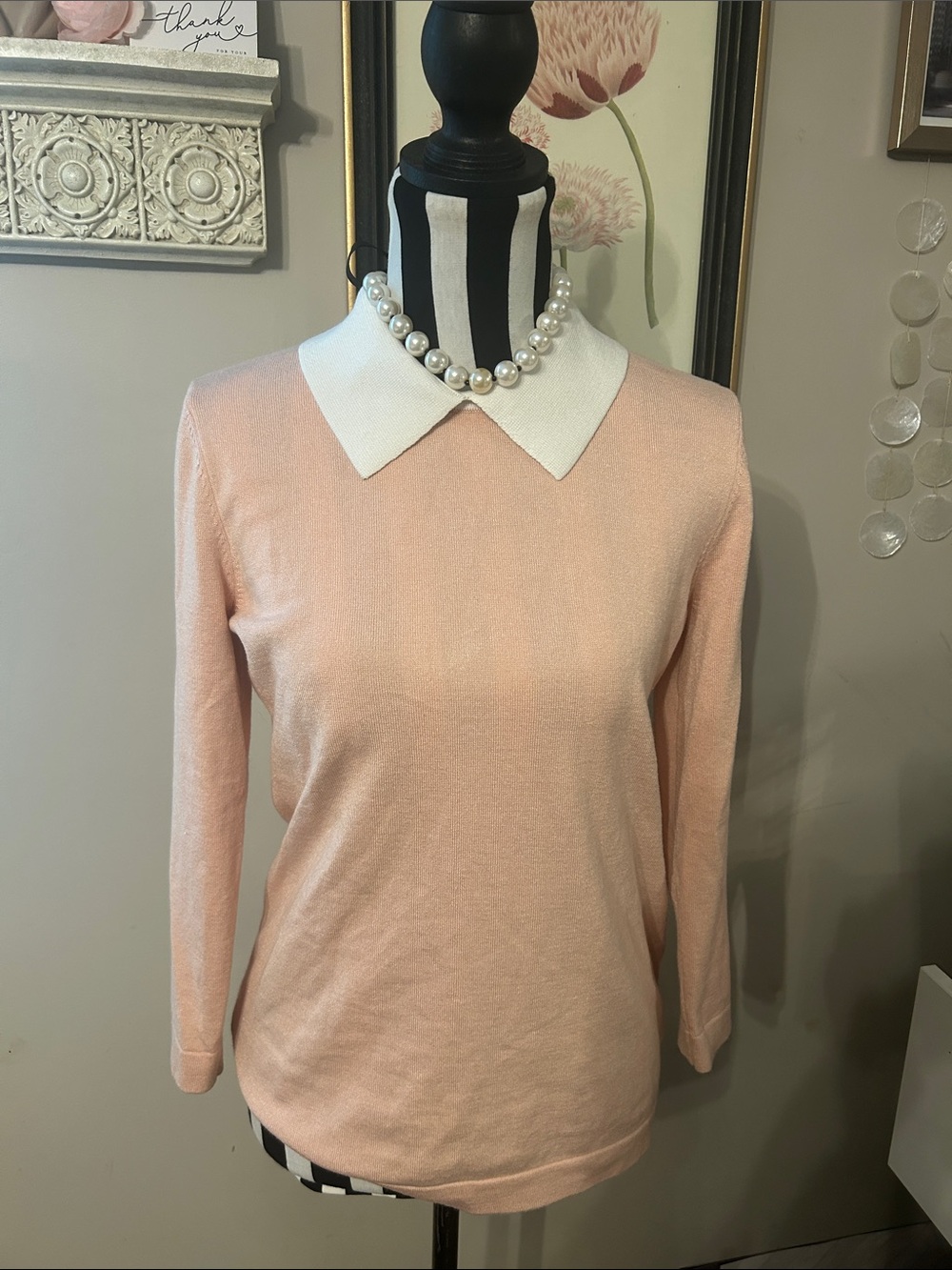 Karl Lagerfeld Classic Pink Collared Women's Sweater